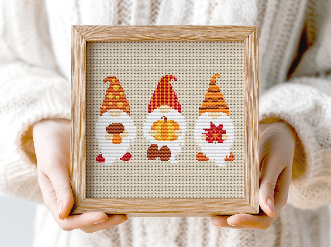Autumn Gnomes cross stitch pattern