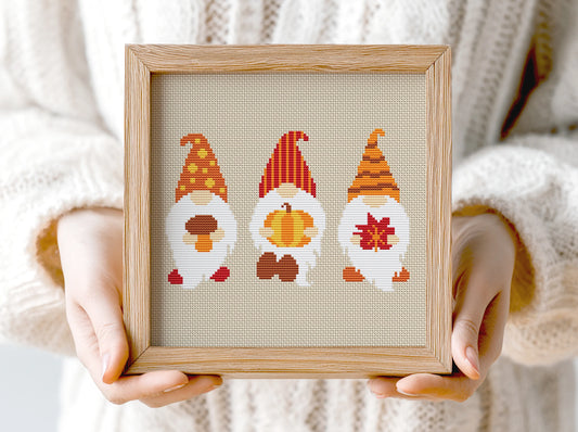 Autumn Gnomes cross stitch pattern