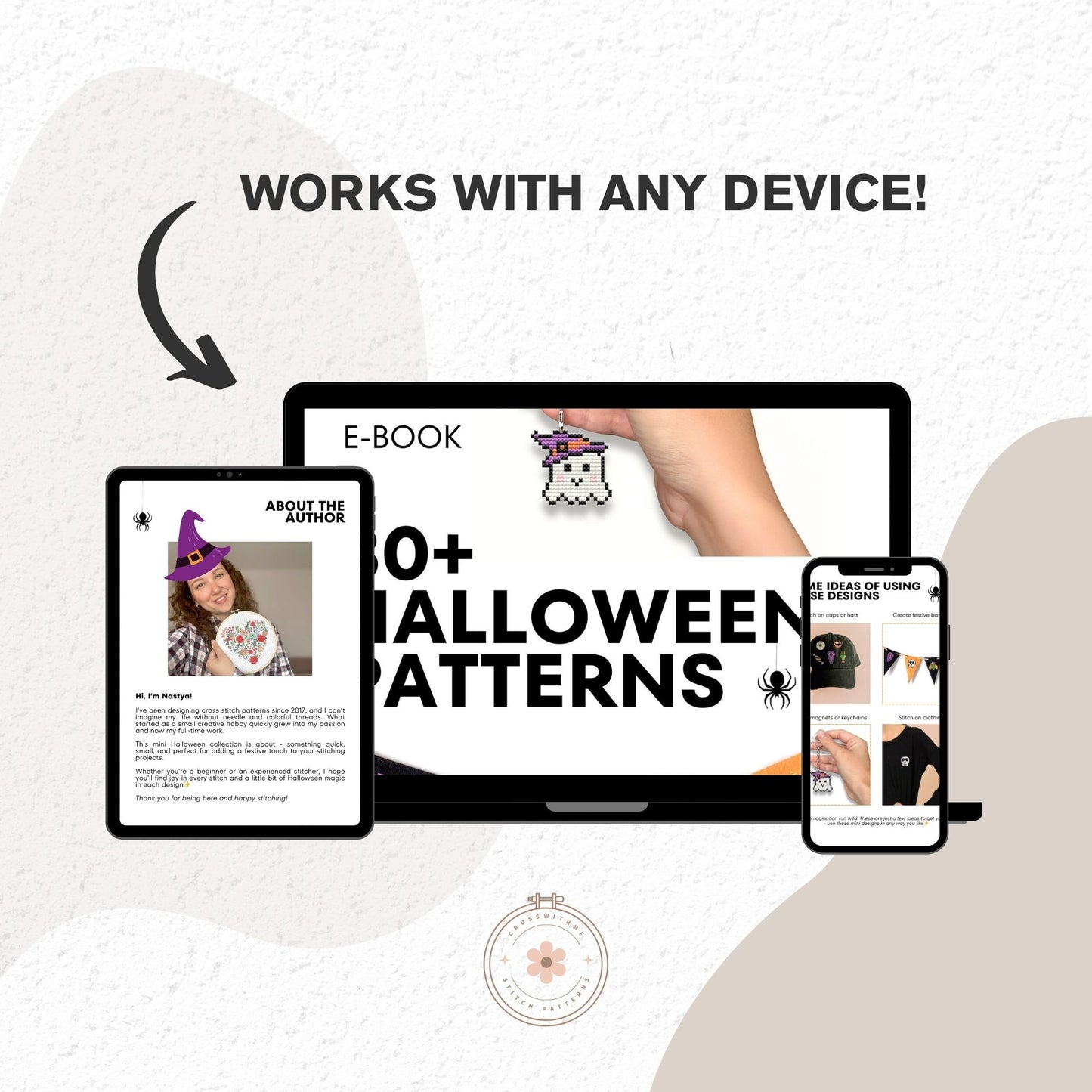 Halloween cross stitch e-book, spooky mini pattern collection