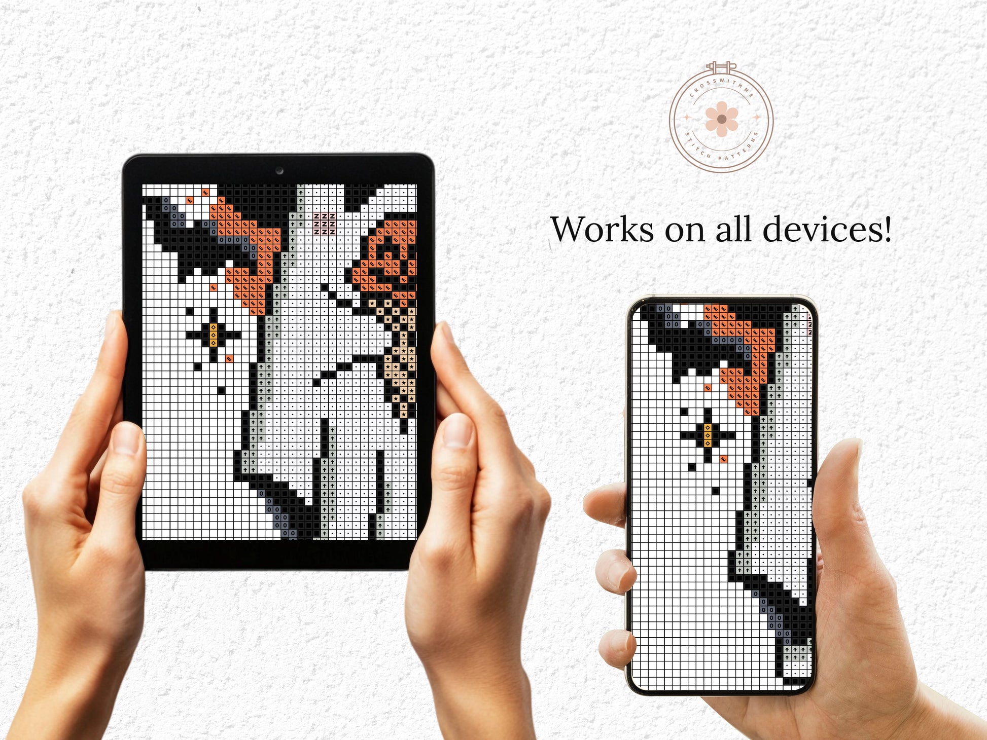 Halloween cross stitch pattern with a ghost holding a pumpkin