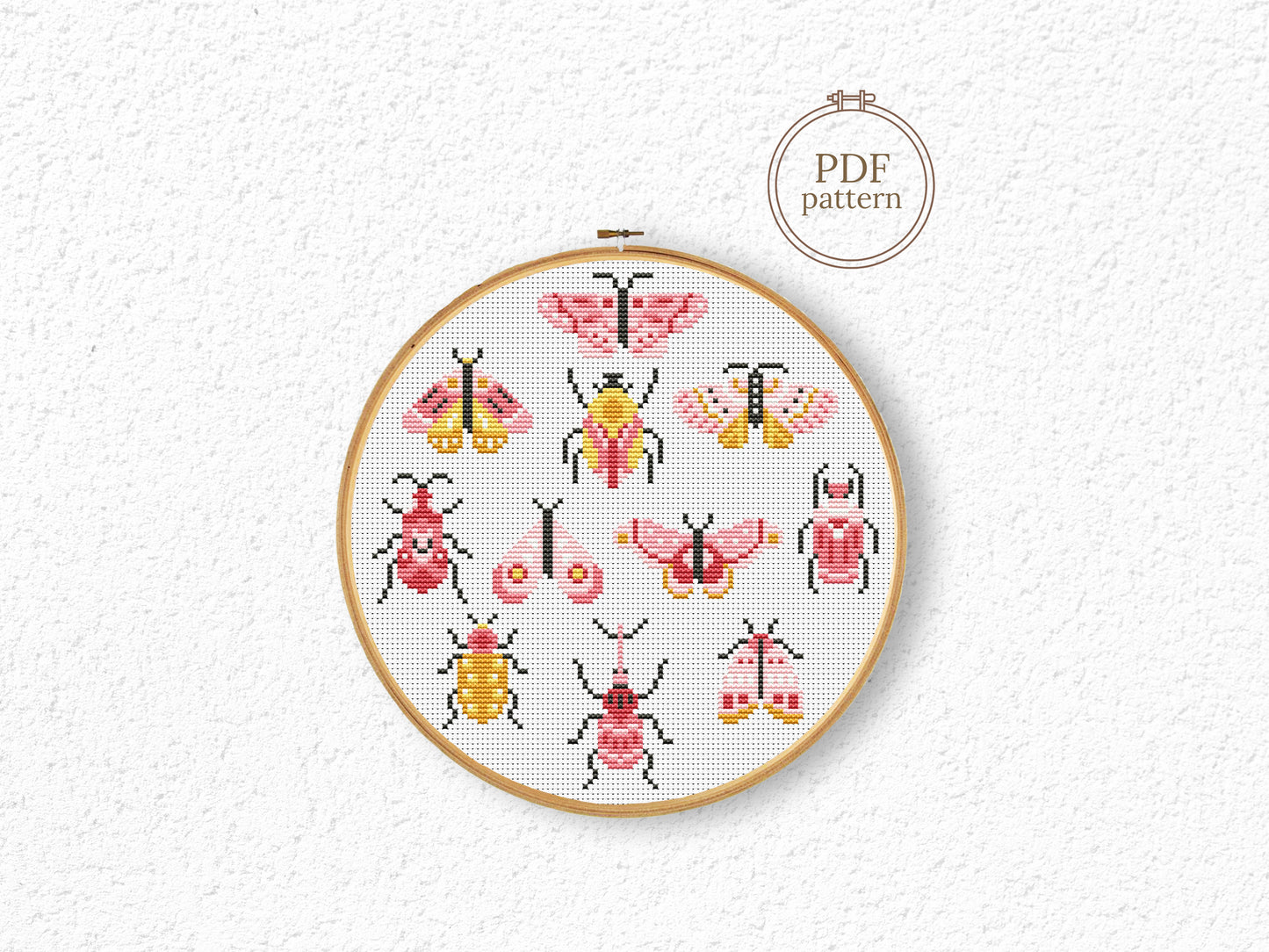 Butterflies cross stitch pattern, elegant nature-inspired PDF embroidery design