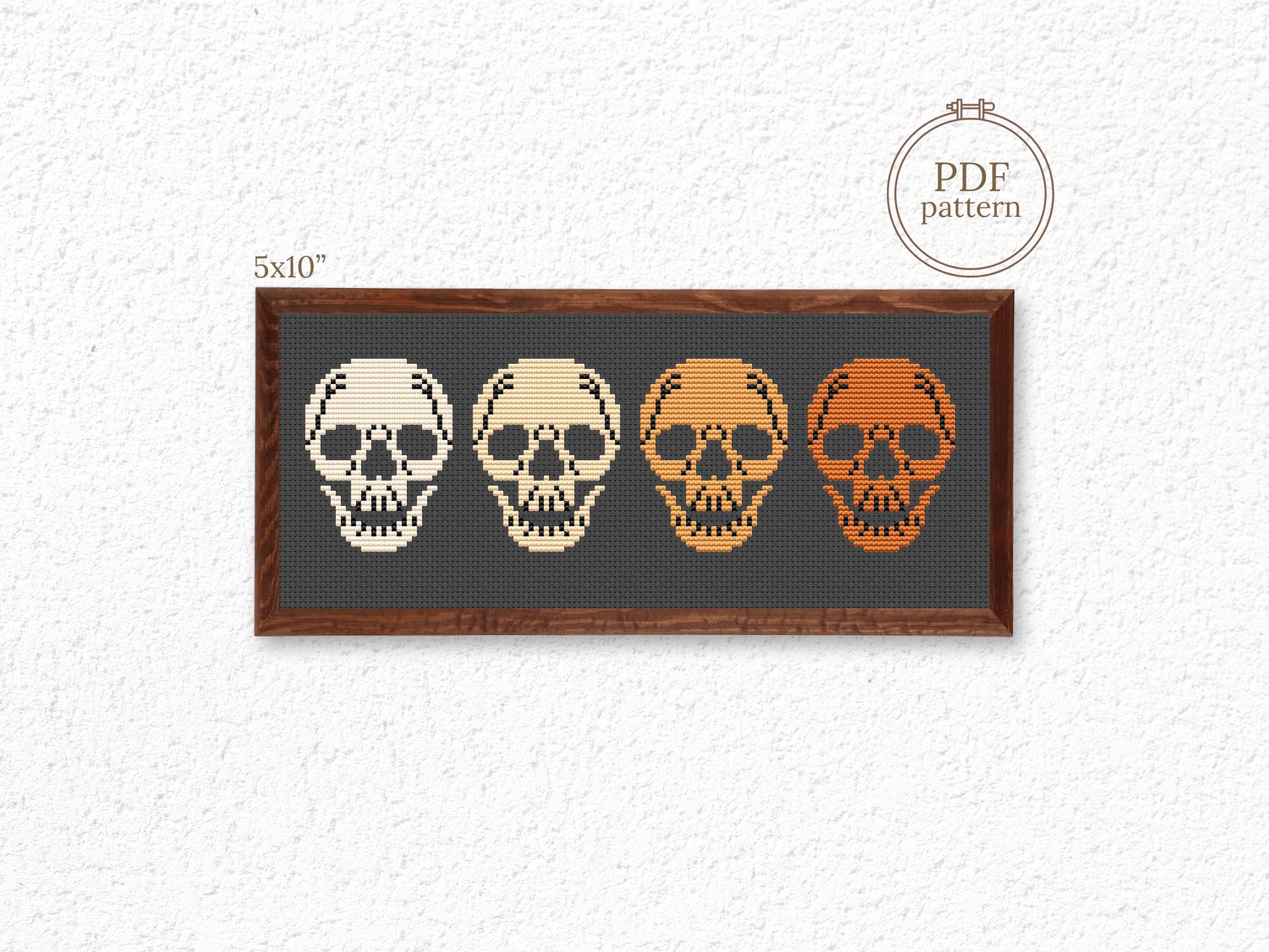 Halloween skulls cross stitch pattern for embroidery