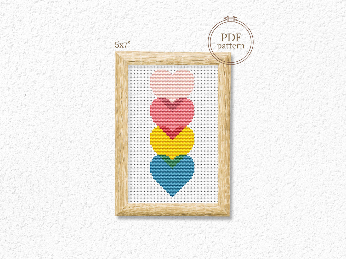 Simple colorful cross stitch pattern – modern and beginner-friendly PDF design for easy embroidery
