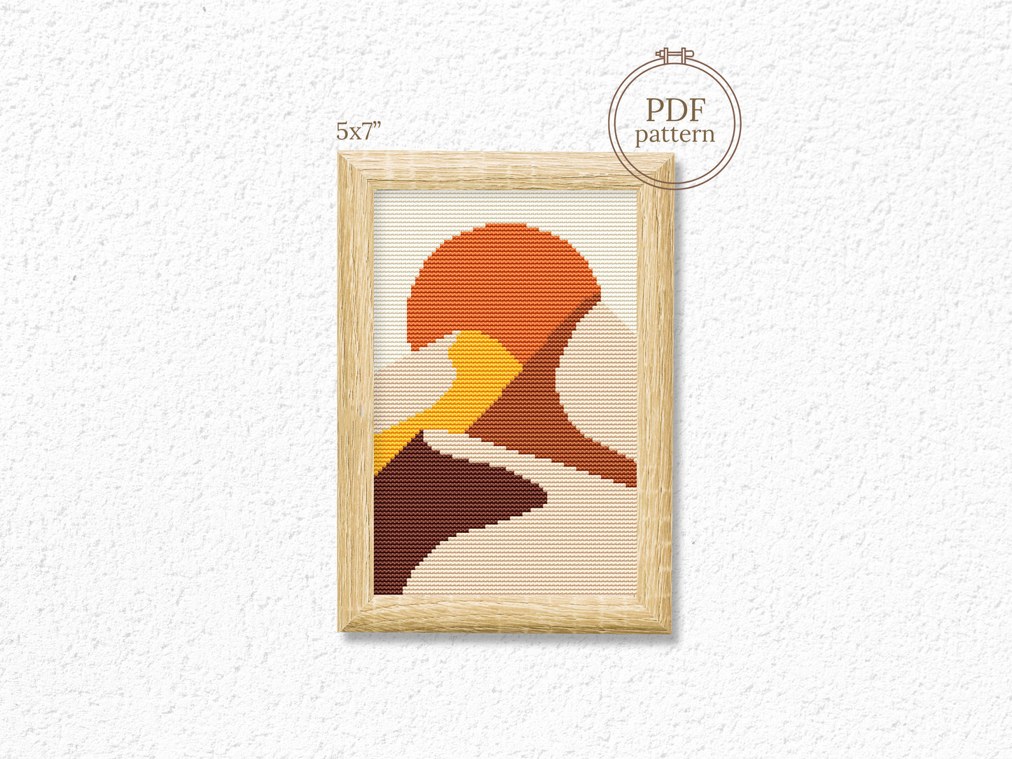 Mini mountain landscape cross stitch pattern – modern PDF embroidery design