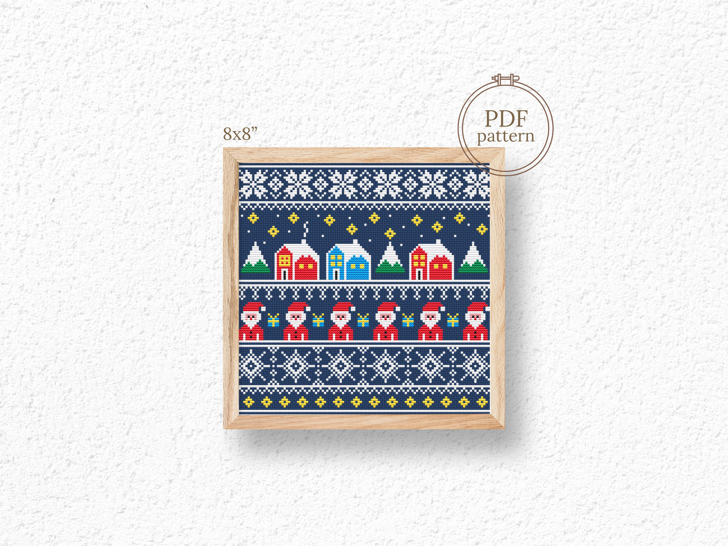 Christmas ornaments cross stitch pattern, festive holiday embroidery design