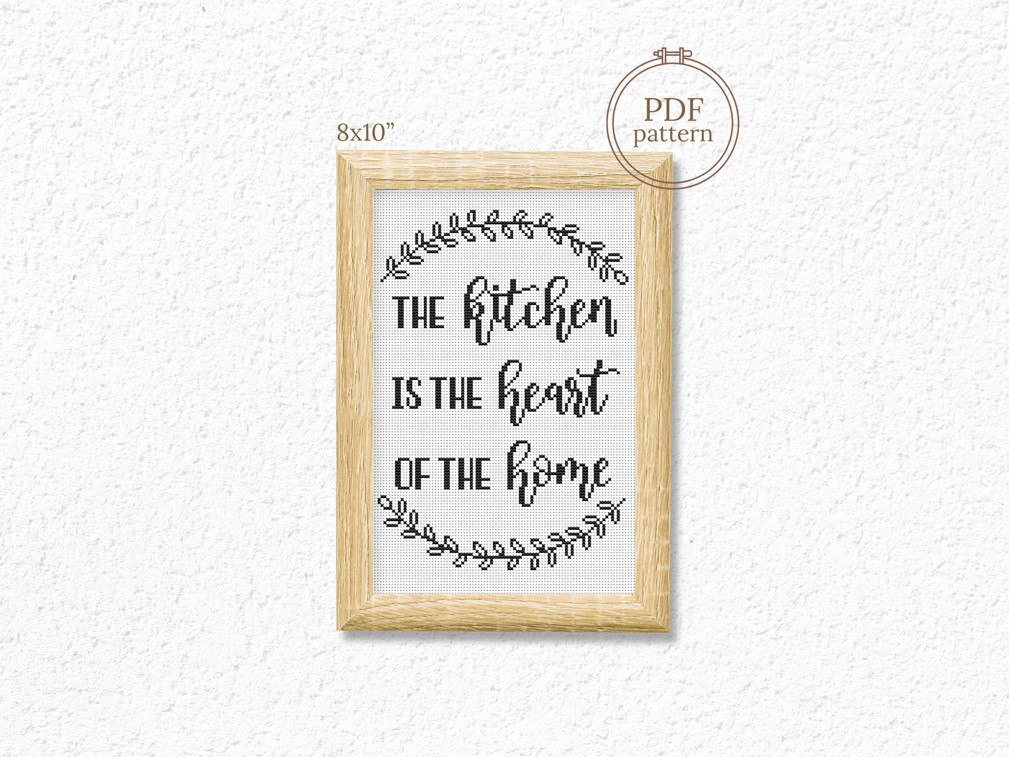 Kitchen quote cross stitch pattern – modern minimalist embroidery PDF, funny cooking decor for dining room or gift