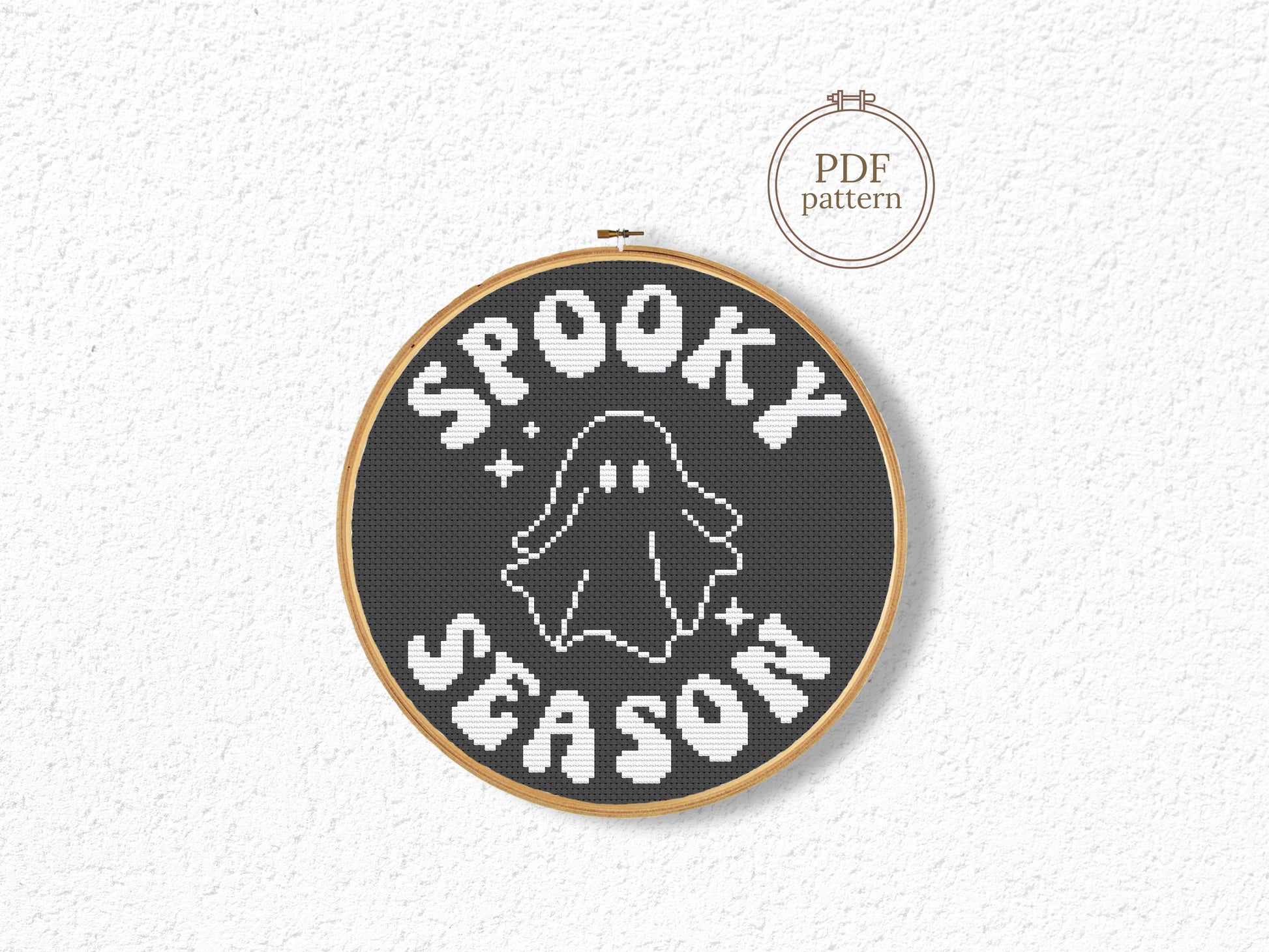 Spooky Season Quote Halloween cross stitch pattern with Ghost