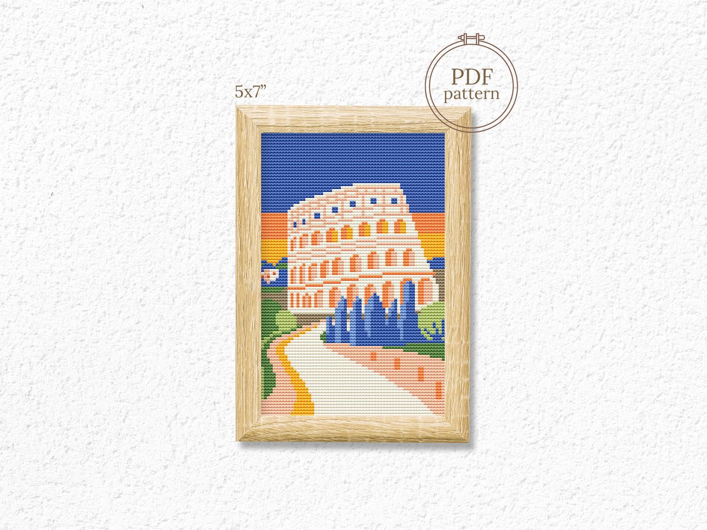 Rome Cross Stitch Pattern – Colosseum PDF Design