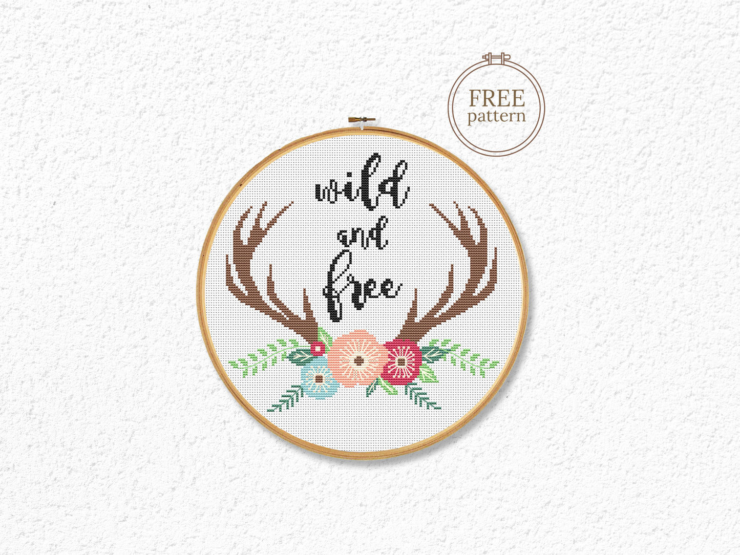 Wild and Free - Cross Stitch Pattern – Boho Design - Free PDF chart