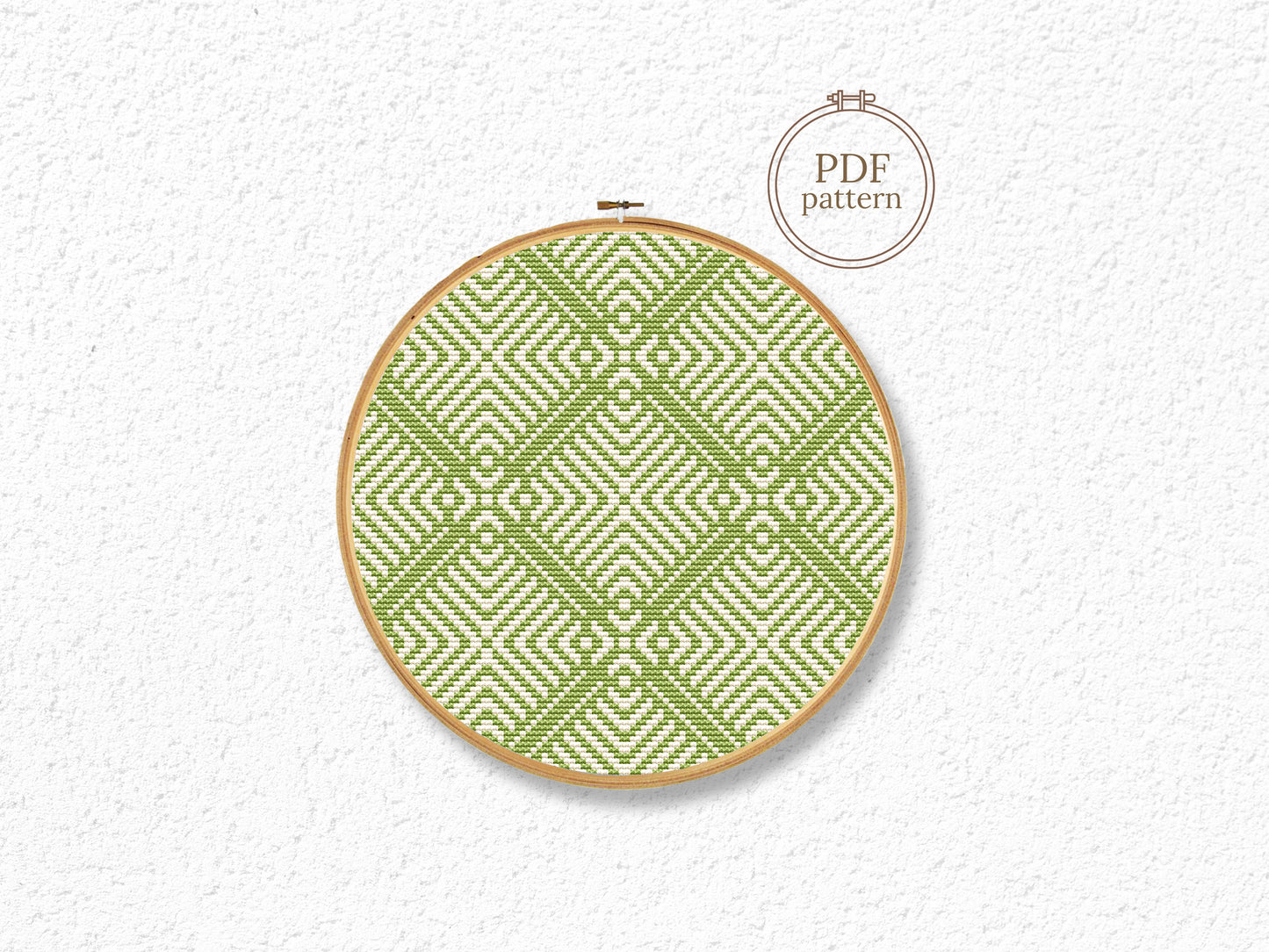 Modern geometric triangle cross stitch pattern in PDF format, digital download