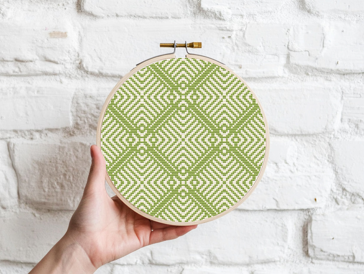 Modern geometric triangle cross stitch pattern in PDF format, digital download