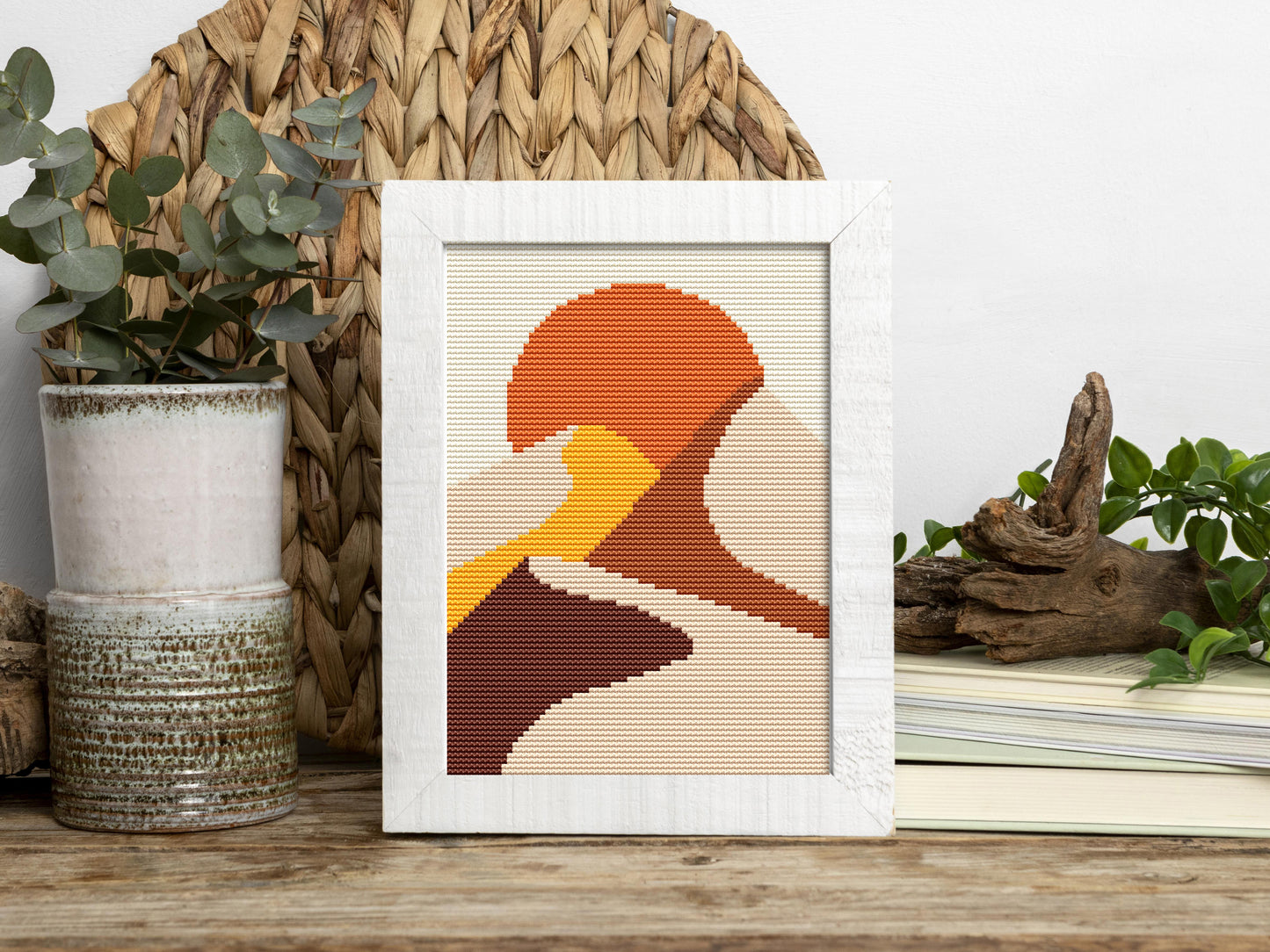 Mini mountain landscape cross stitch pattern – modern PDF embroidery design