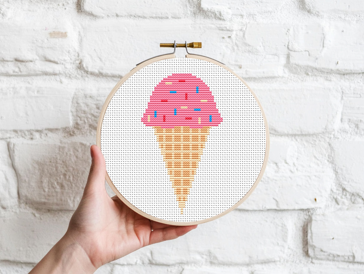 Mini Ice-cream cross stitch pattern - Beginner friendly PDF