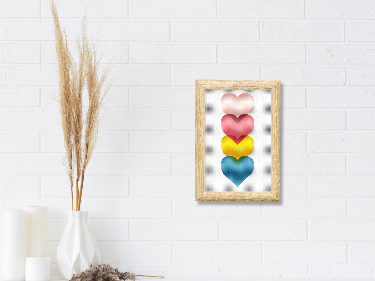 Simple colorful cross stitch pattern – modern and beginner-friendly PDF design for easy embroidery