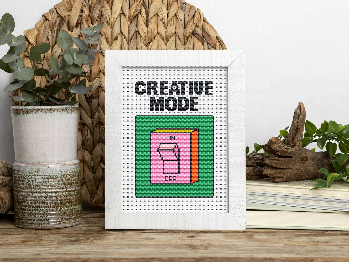 Creative Mode cross stitch pattern – inspirational quote embroidery PDF for modern decor