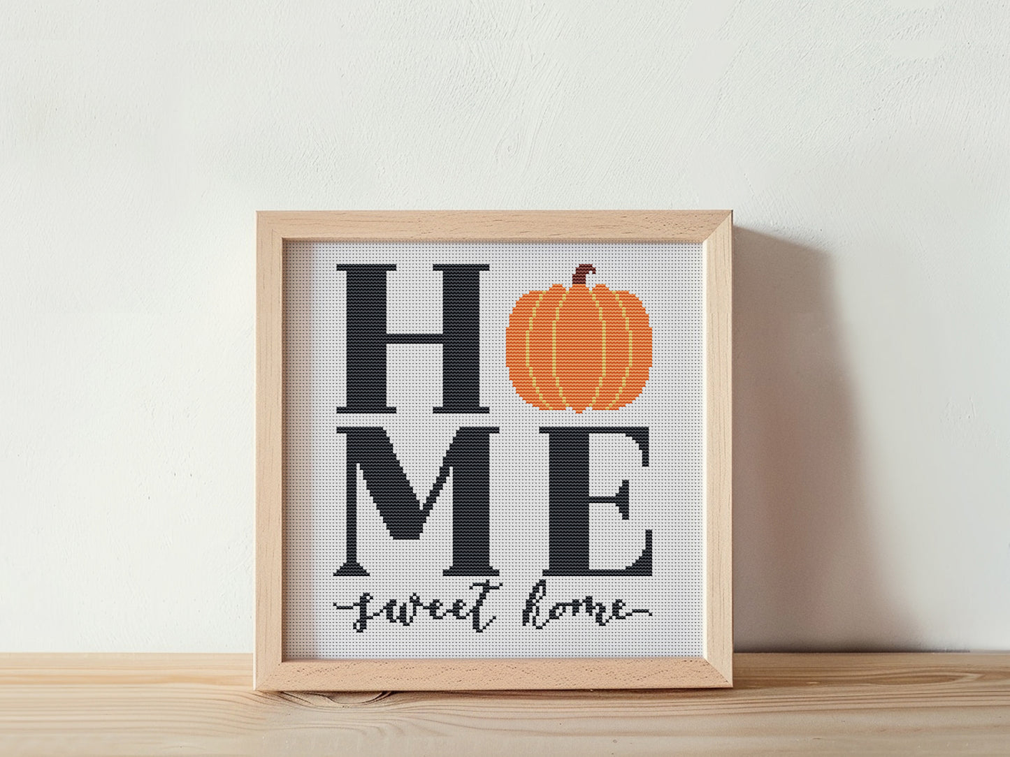 Autumn cross stitch pattern with Home Quote - PDF