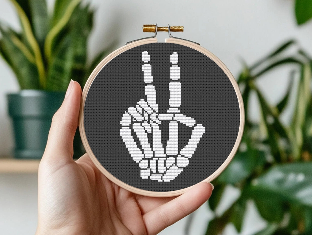 Skull Halloween Cross Stitch Pattern – Spooky PDF Design