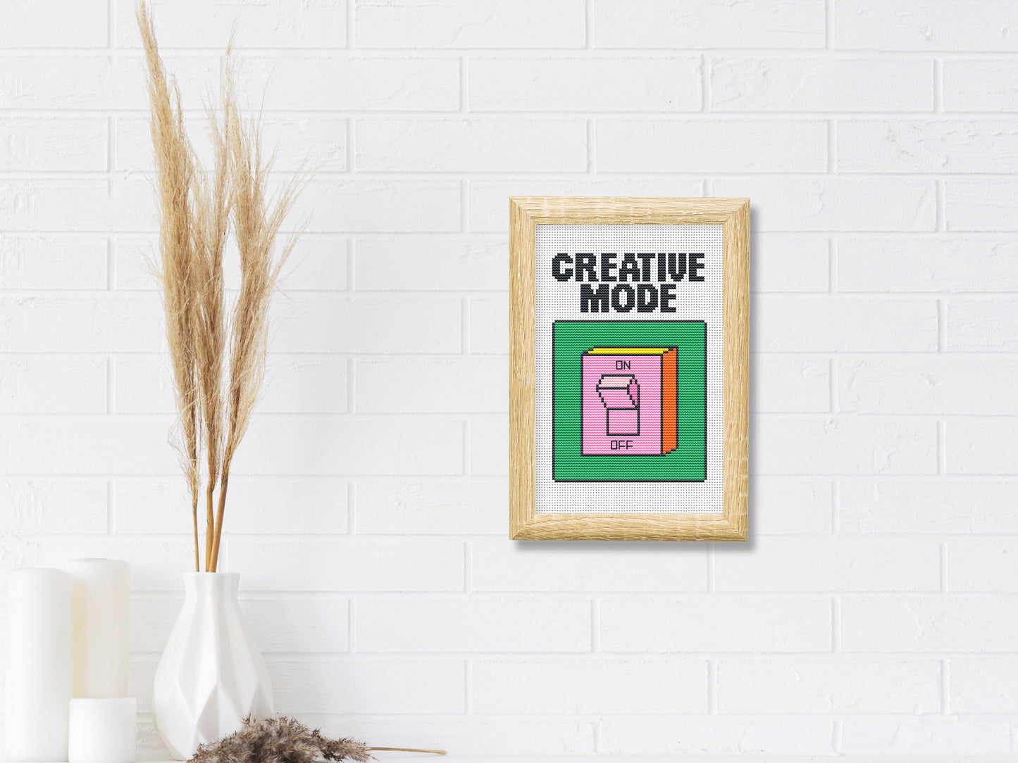 Creative Mode cross stitch pattern – inspirational quote embroidery PDF for modern decor