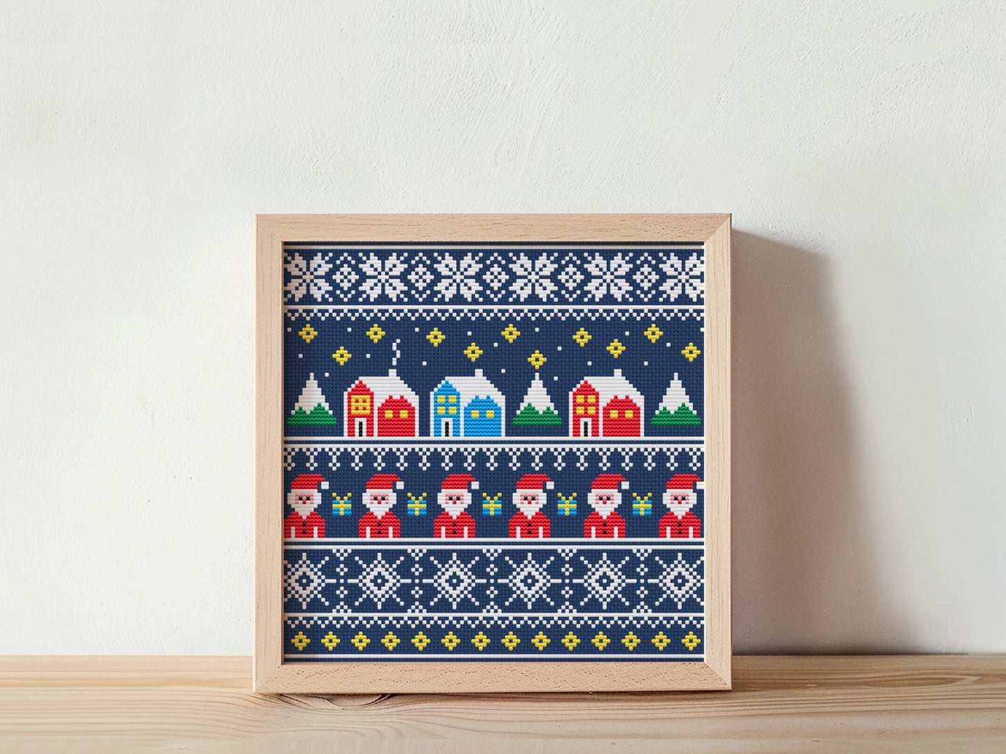 Christmas ornaments cross stitch pattern, festive holiday embroidery design
