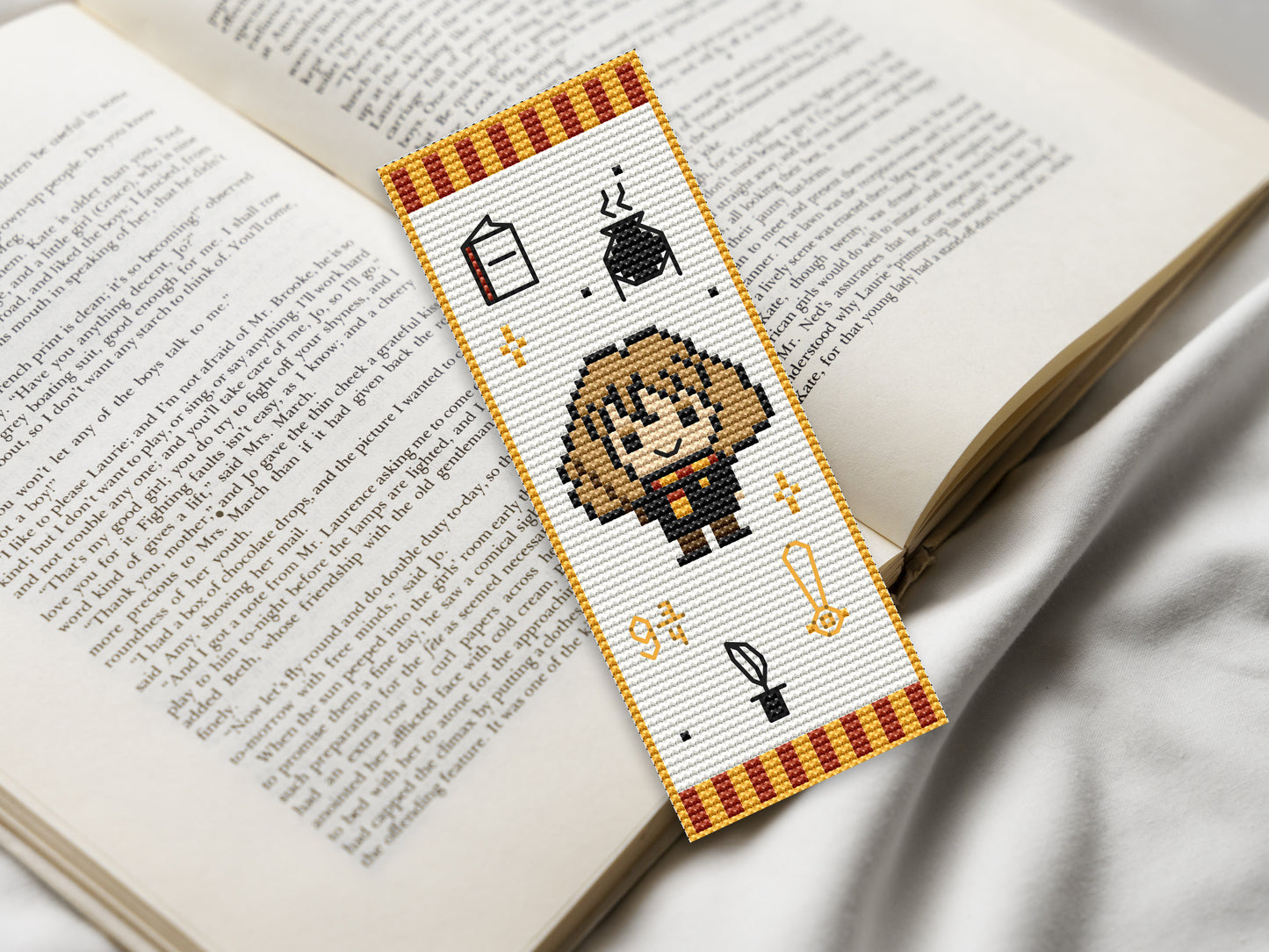 Wizard trio bookmarks cross stitch PDF – fantasy embroidery patterns of magical characters