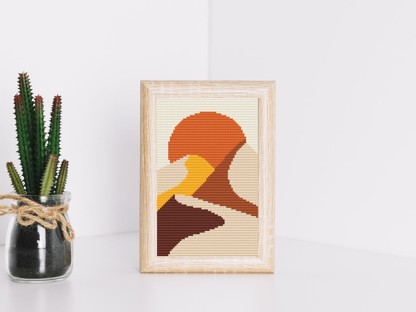 Mini mountain landscape cross stitch pattern – modern PDF embroidery design