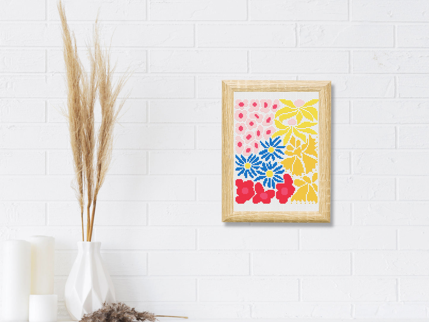 Abstract Colorful Flowers Cross Stitch Pattern – PDF Download