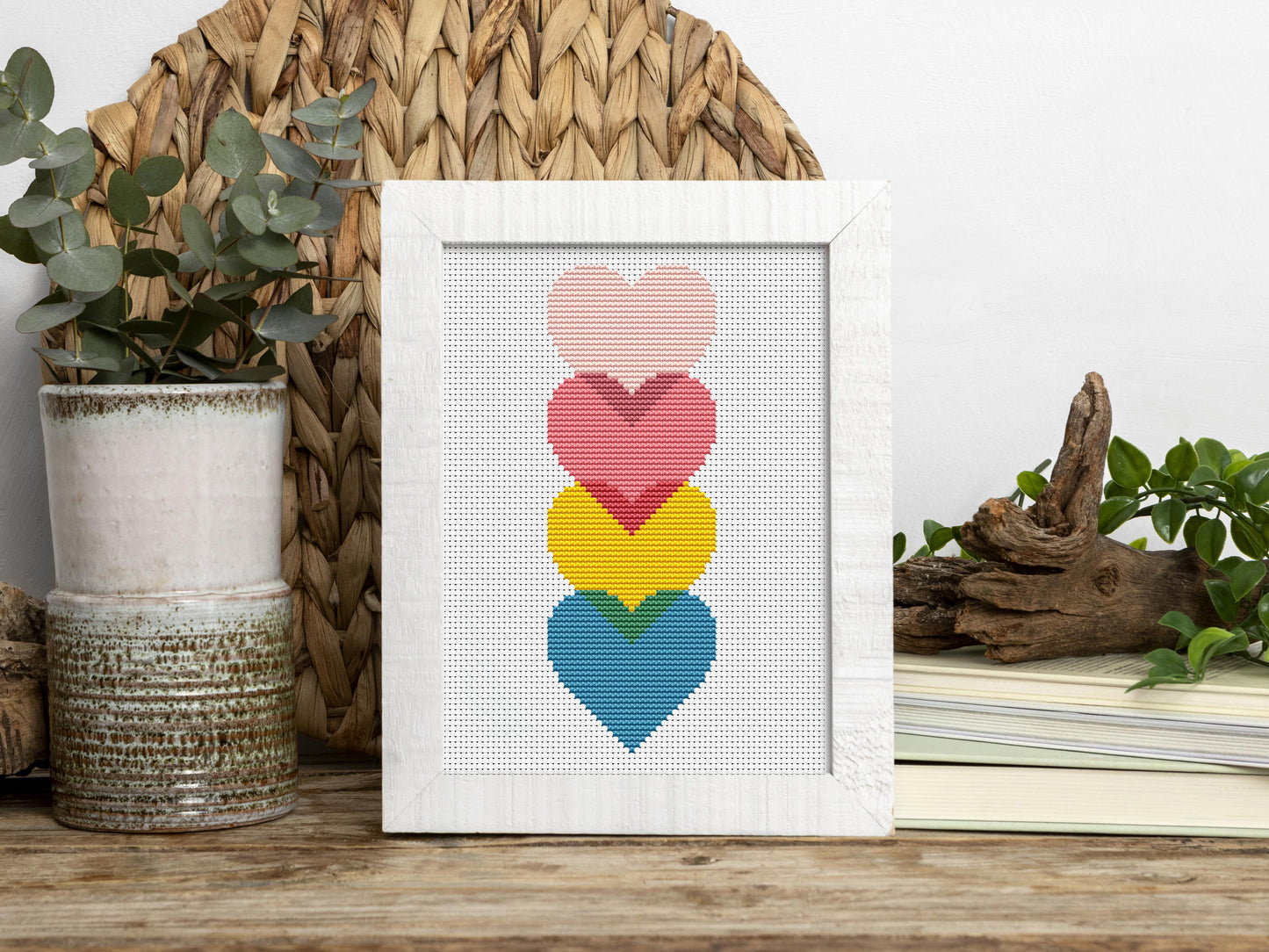 Simple colorful cross stitch pattern – modern and beginner-friendly PDF design for easy embroidery