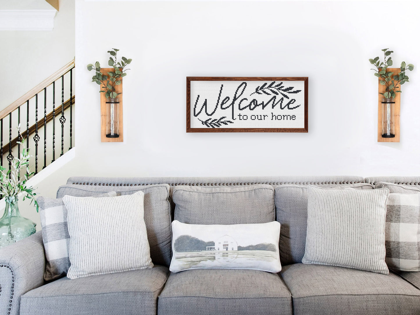 Welcome to Our Home Cross Stitch PDF – Rustic Farmhouse Quote