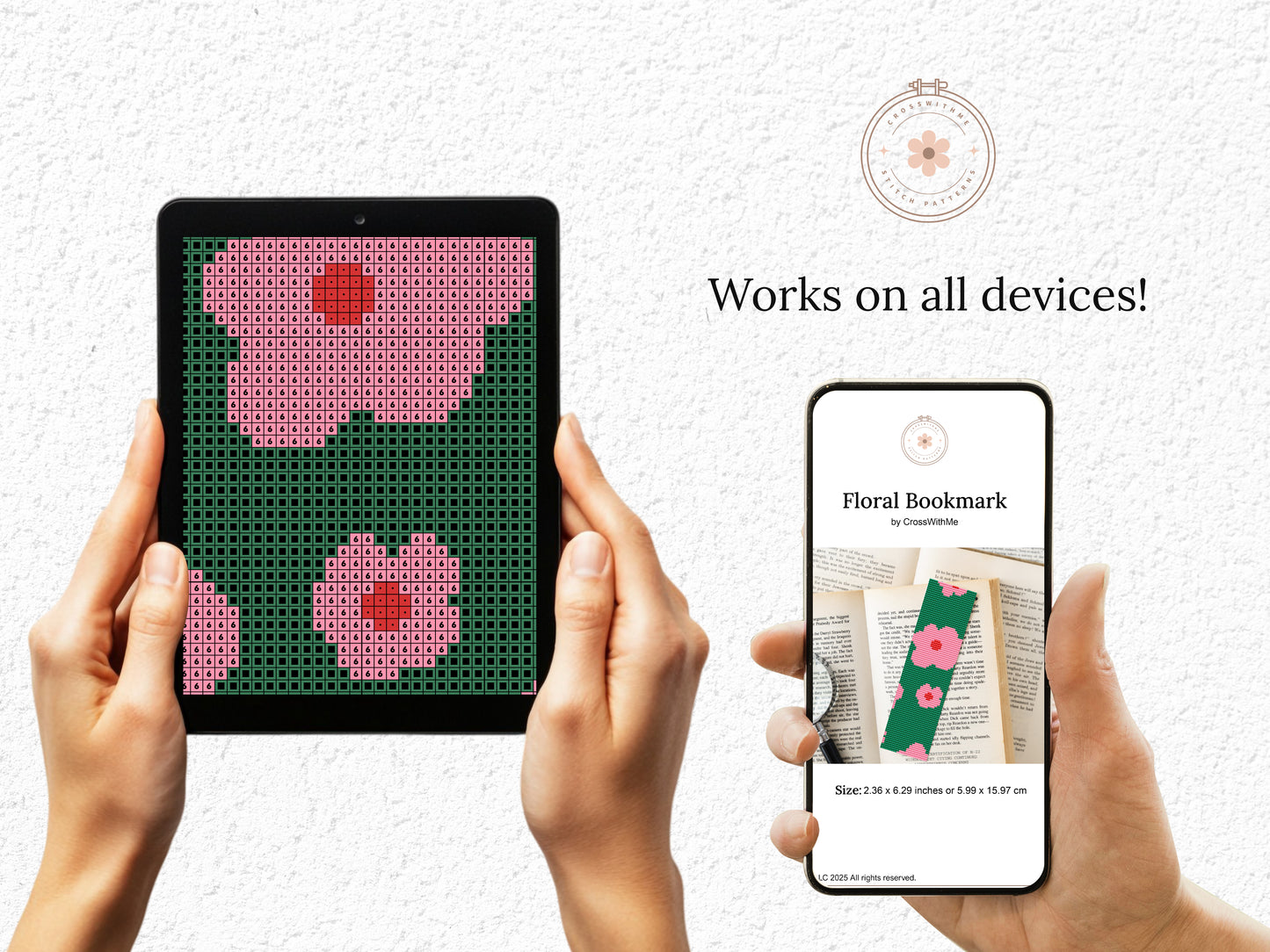 Modern Floral - Cross Stitch Bookmark - PDF Pattern
