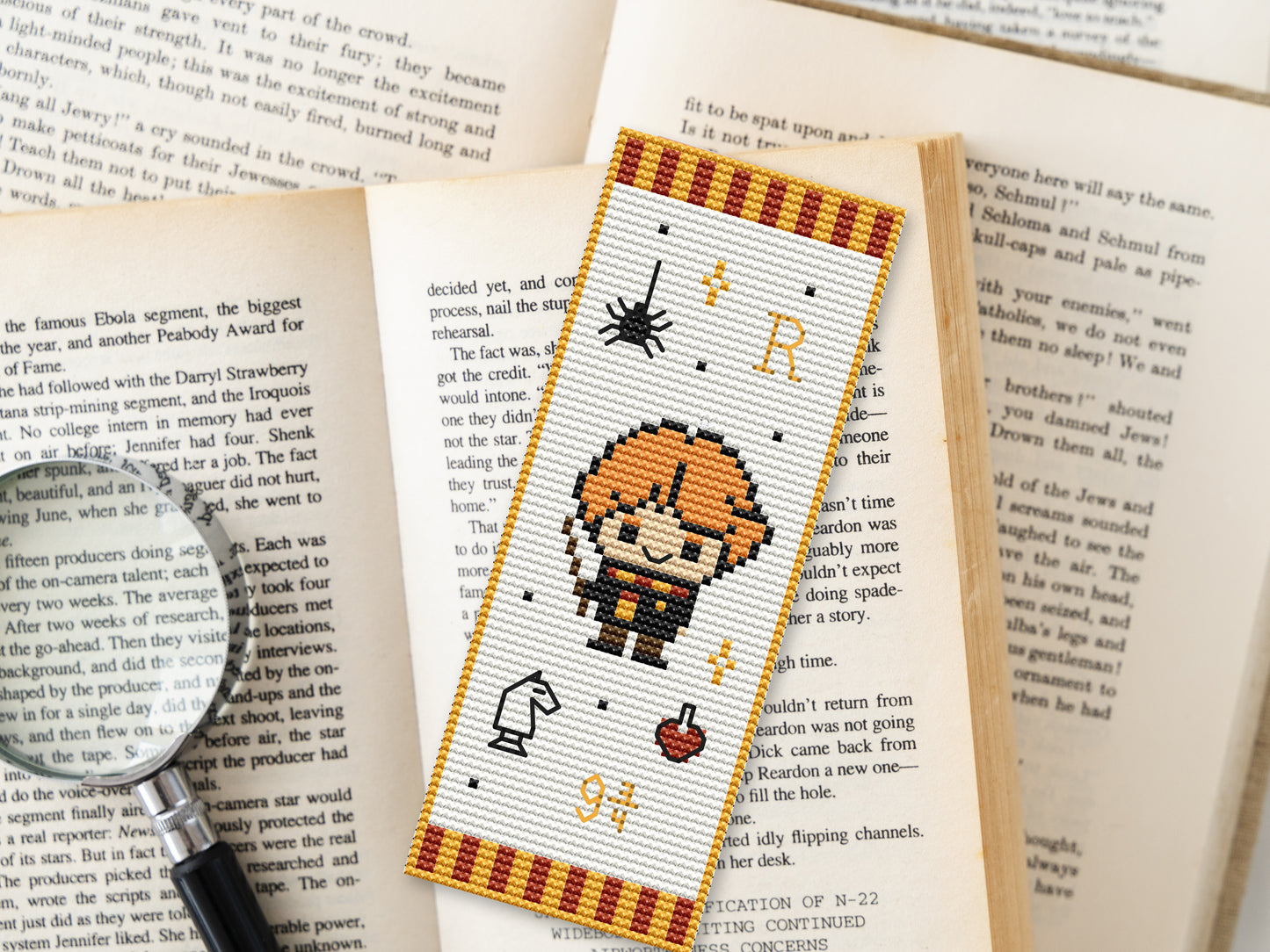 Wizard trio bookmarks cross stitch PDF – fantasy embroidery patterns of magical characters