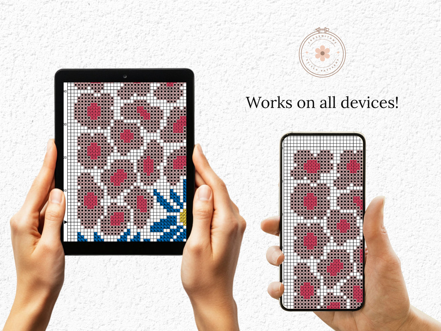 Abstract Colorful Flowers Cross Stitch Pattern – PDF Download