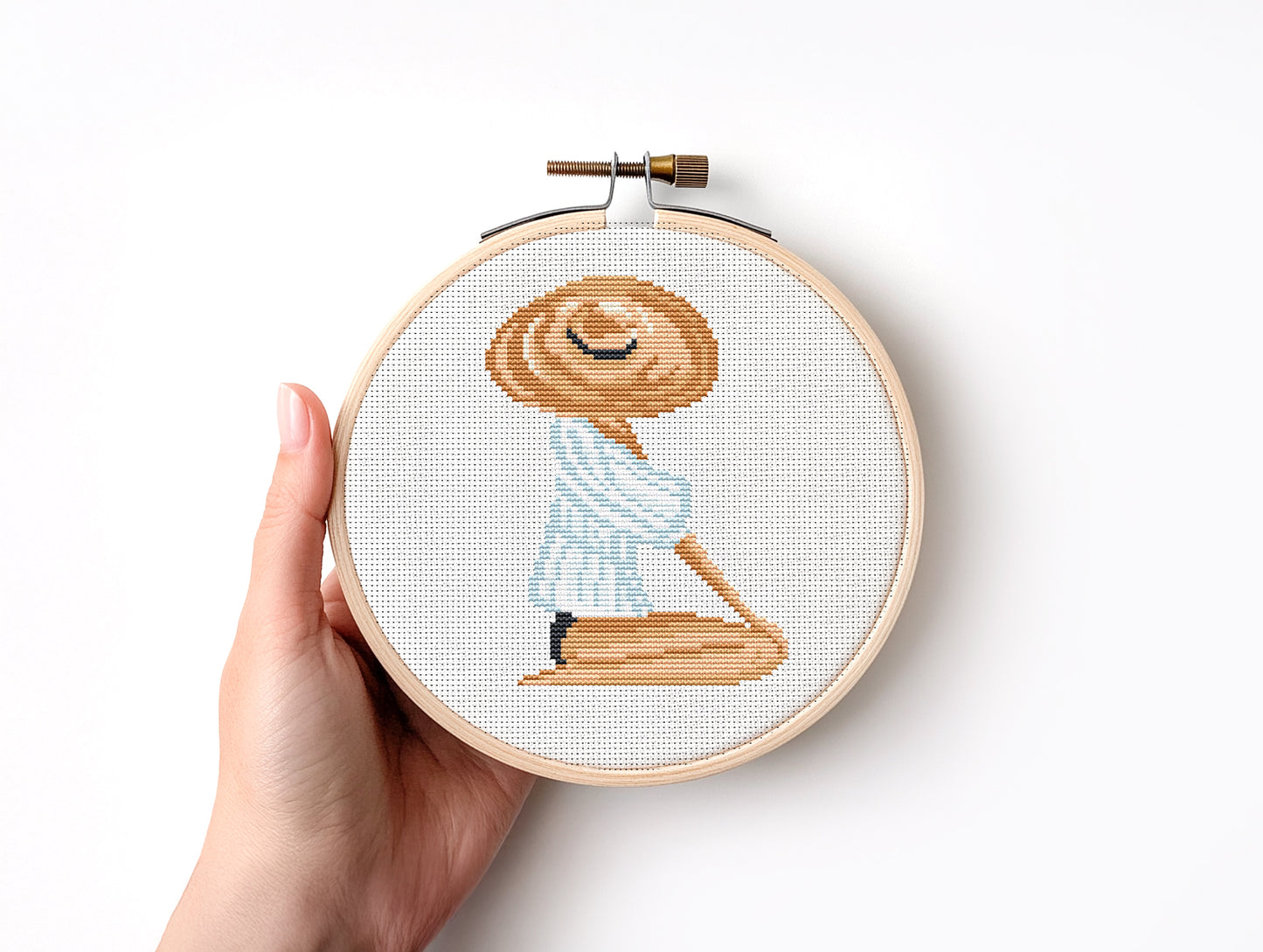 Woman Sitting on a Beach Cross Stitch Pattern – PDF Design