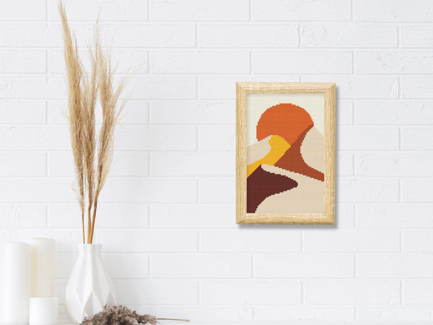 Mini mountain landscape cross stitch pattern – modern PDF embroidery design