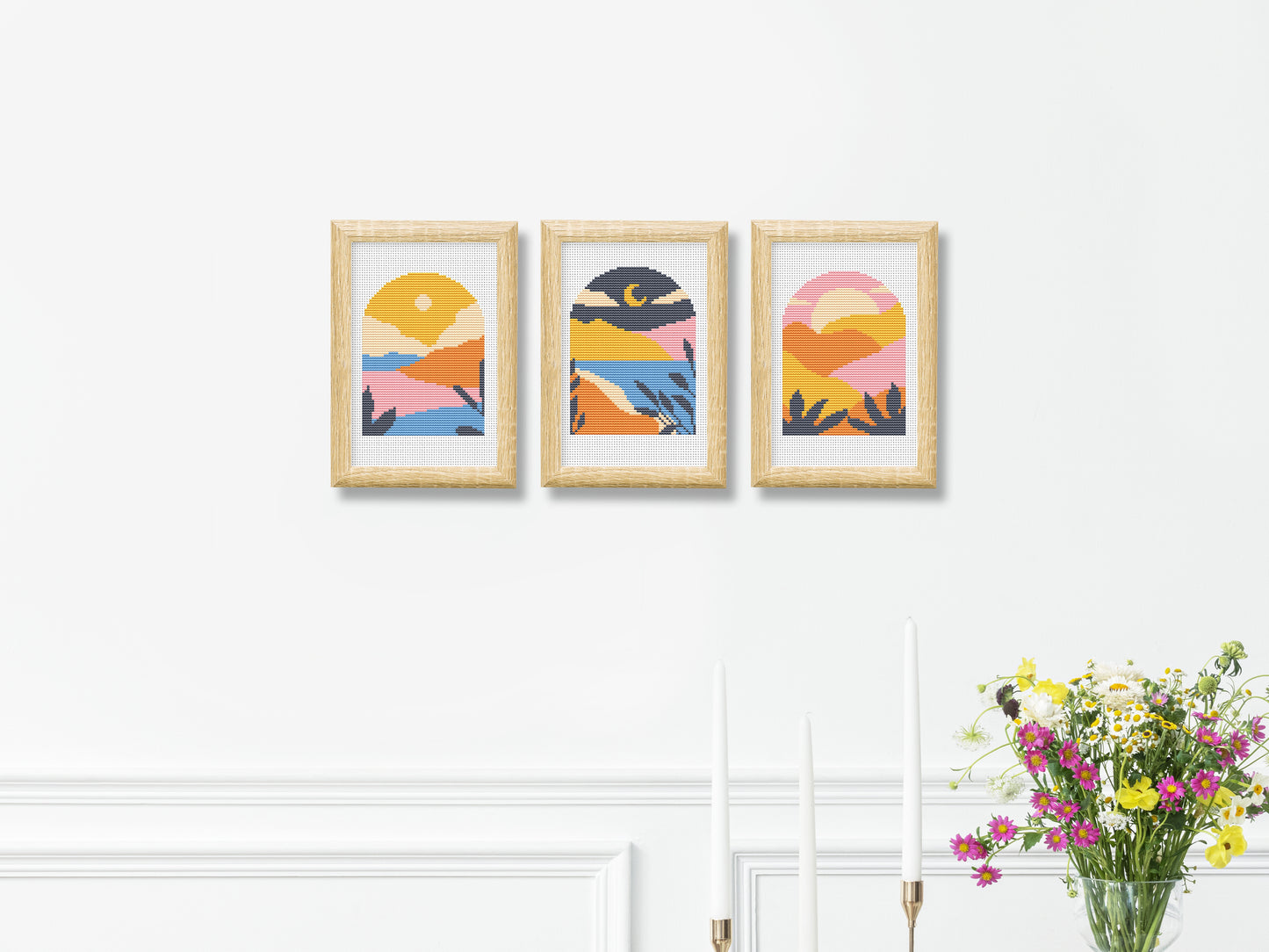 Abstract Landscape Cross Stitch Patterns – Set of 3 - PDF files