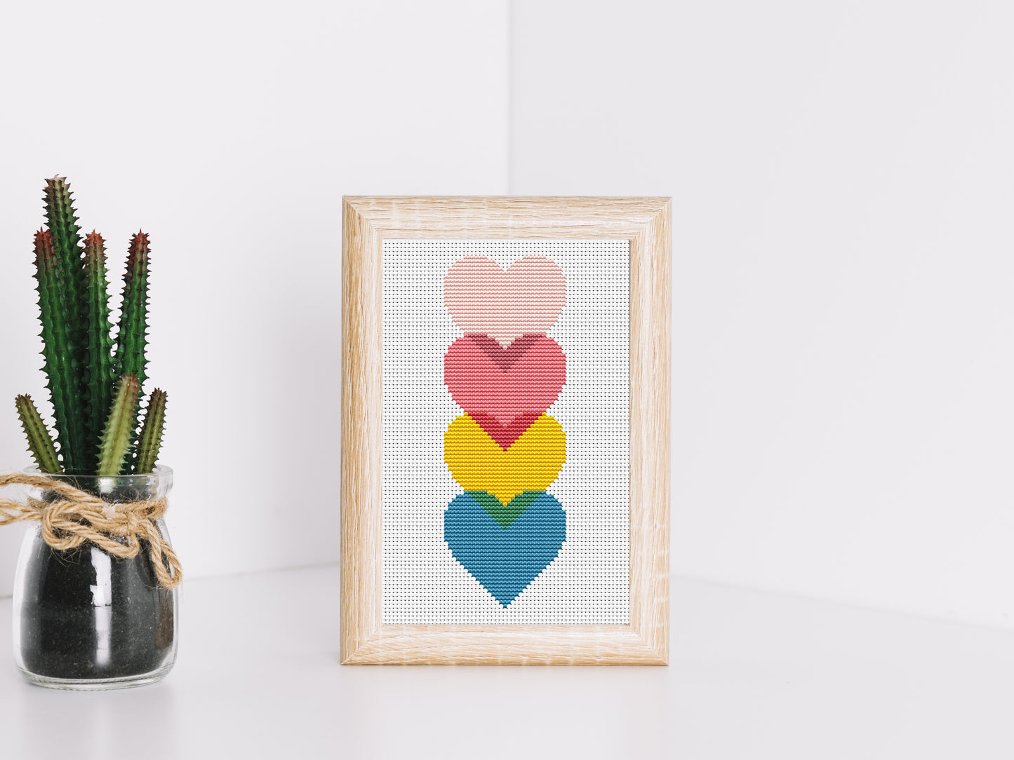 Simple colorful cross stitch pattern – modern and beginner-friendly PDF design for easy embroidery