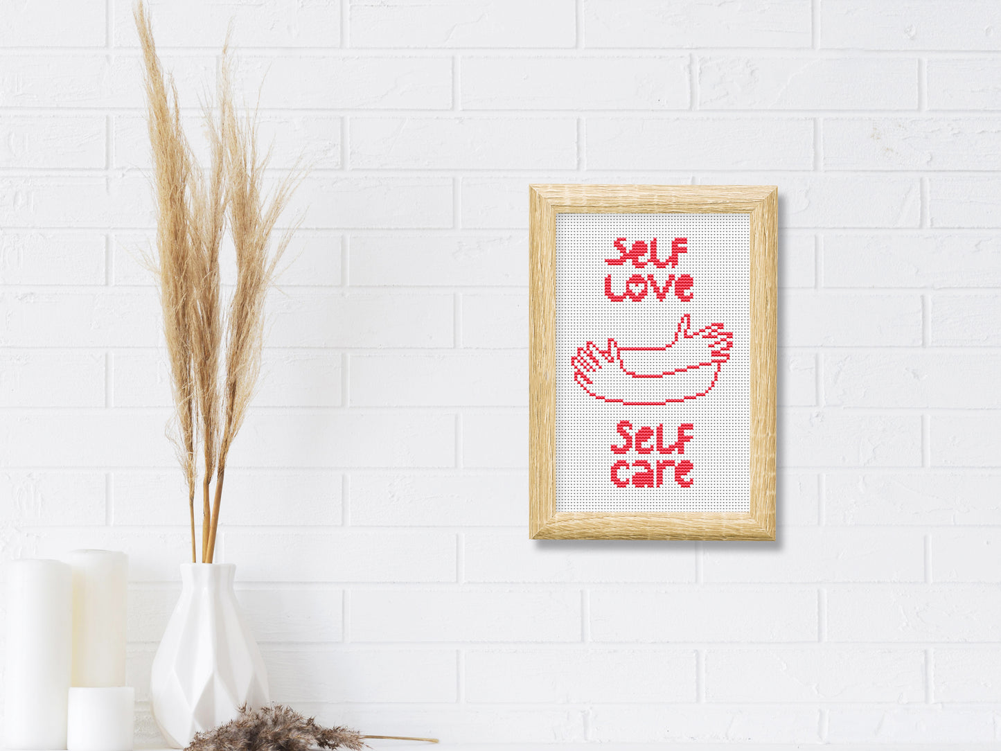 Self love motivational cross stitch pattern – simple positive quote PDF embroidery for mindfulness