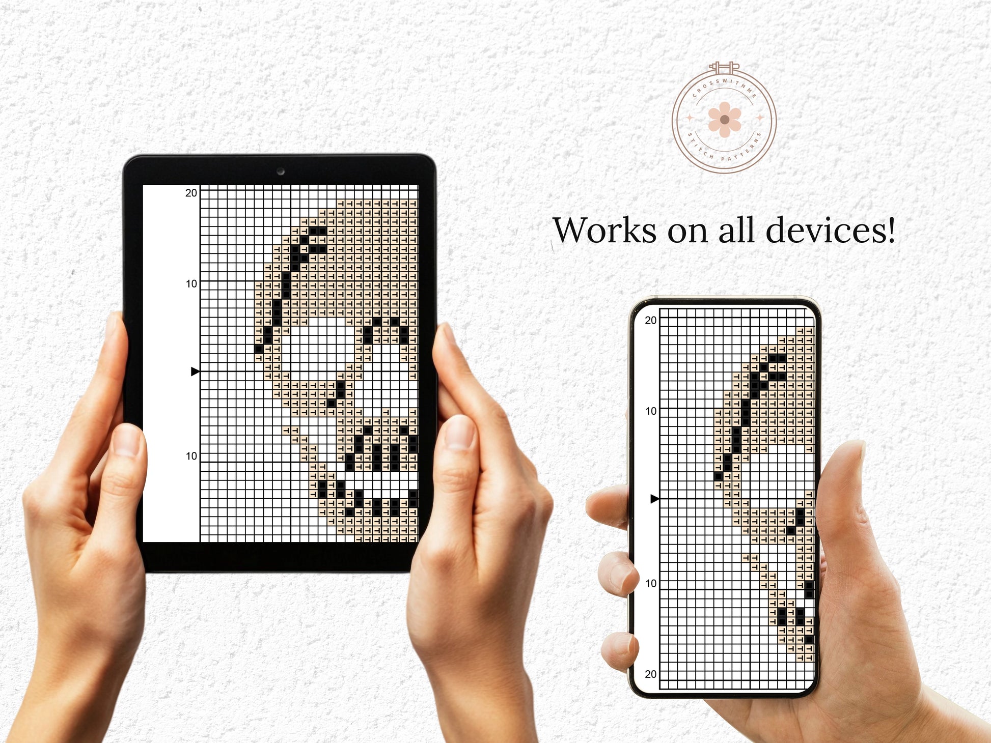 Halloween skulls cross stitch pattern for embroidery