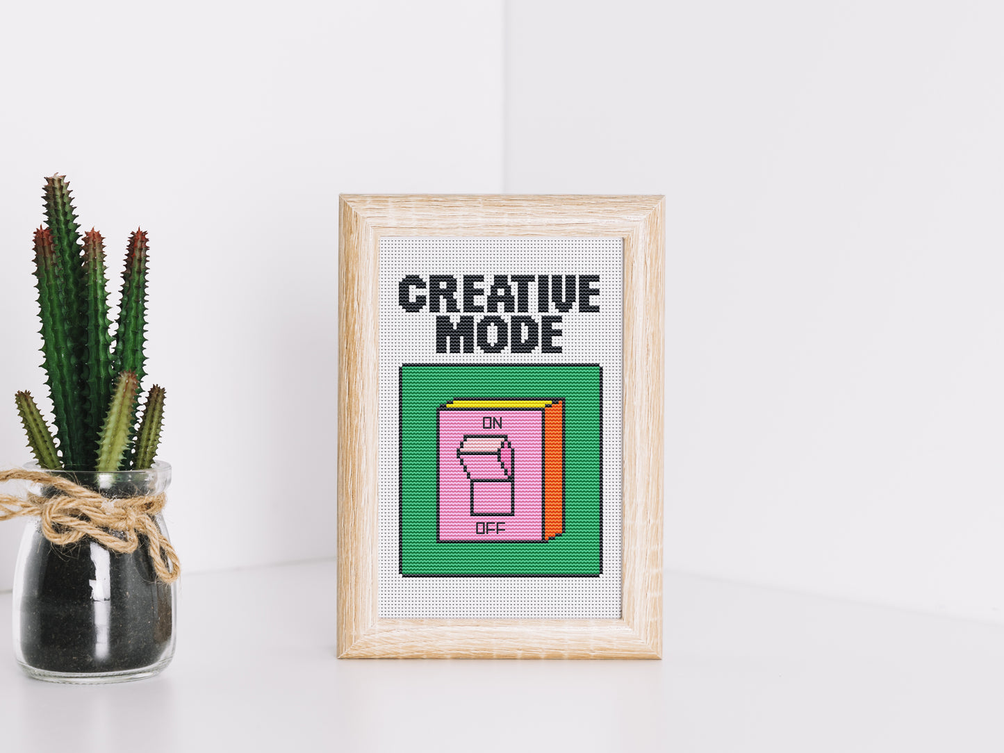 Creative Mode cross stitch pattern – inspirational quote embroidery PDF for modern decor