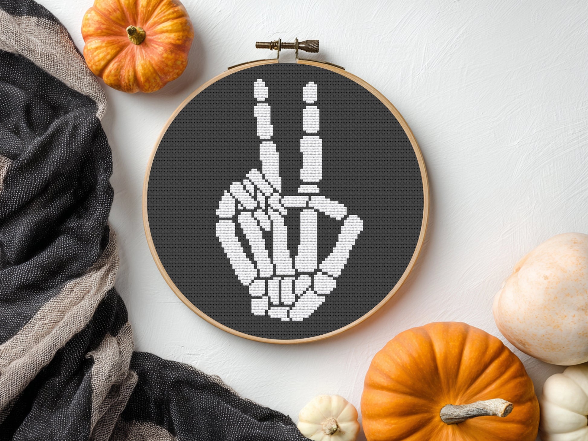 Skull Halloween Cross Stitch Pattern – Spooky PDF Design