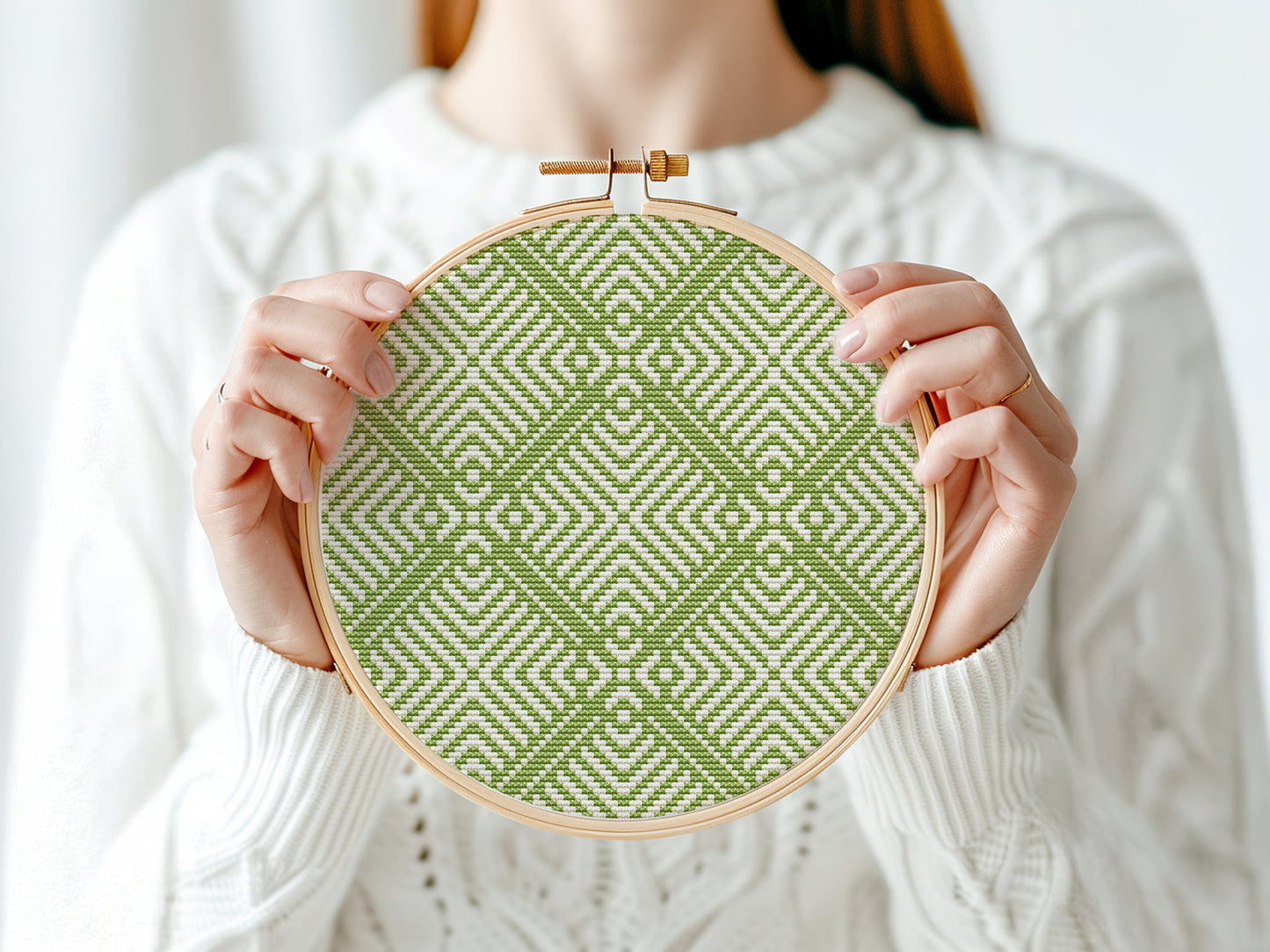 Modern geometric triangle cross stitch pattern in PDF format, digital download