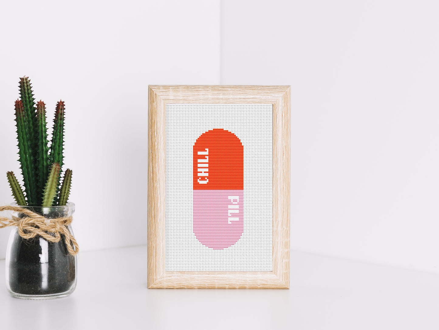 Chill Pill Cross Stitch PDF – Funny Modern Embroidery Design