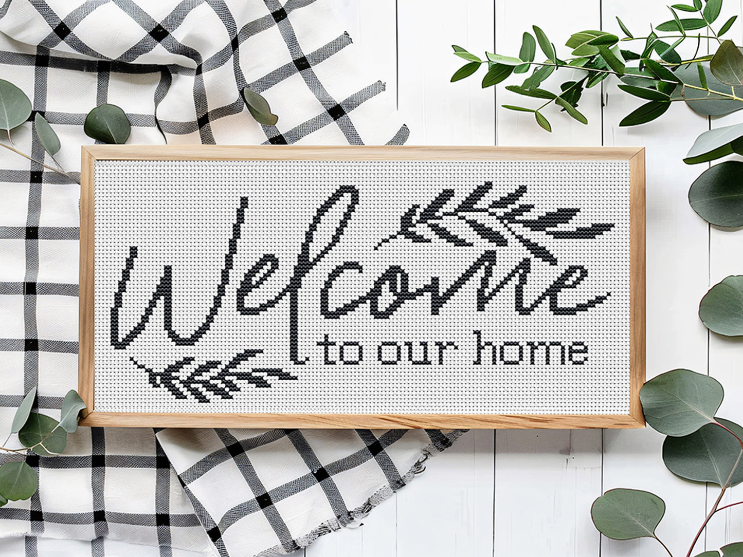 Welcome to Our Home Cross Stitch PDF – Rustic Farmhouse Quote