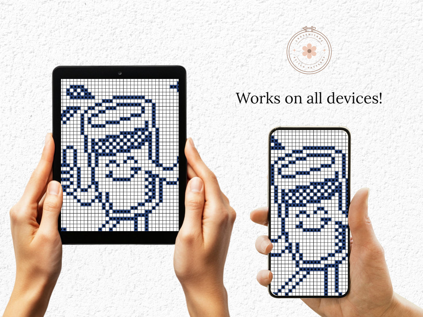 Drink Water cross stitch pattern – cute cartoon glass with quote, hydration embroidery PDF