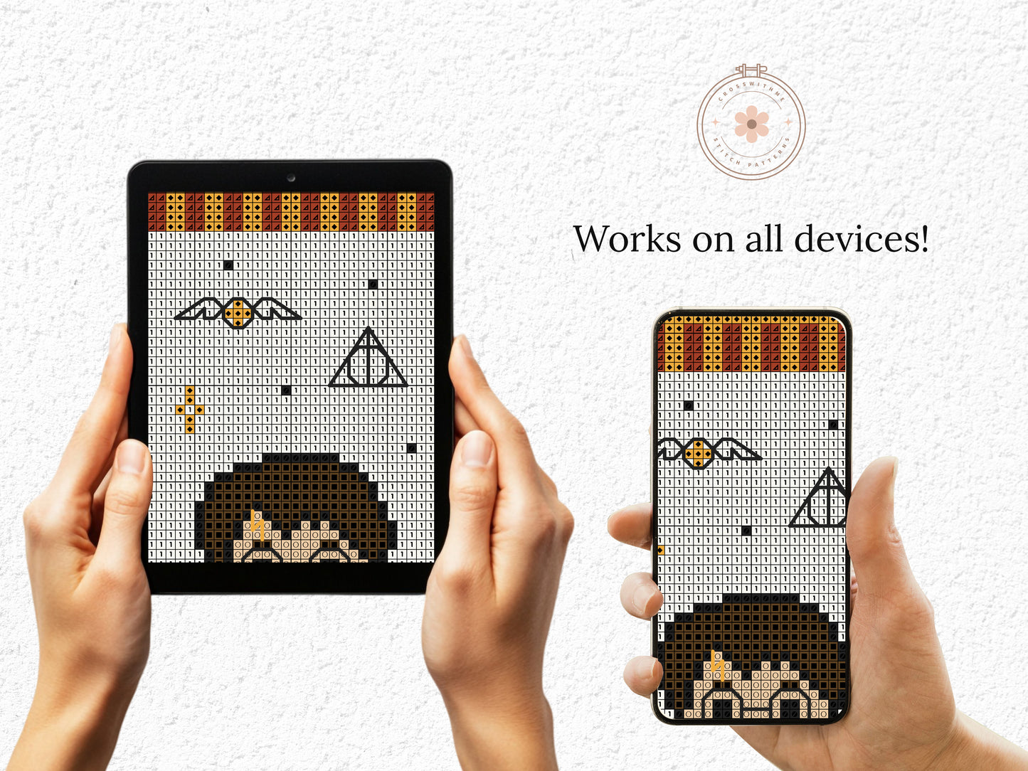 Wizard trio bookmarks cross stitch PDF – fantasy embroidery patterns of magical characters