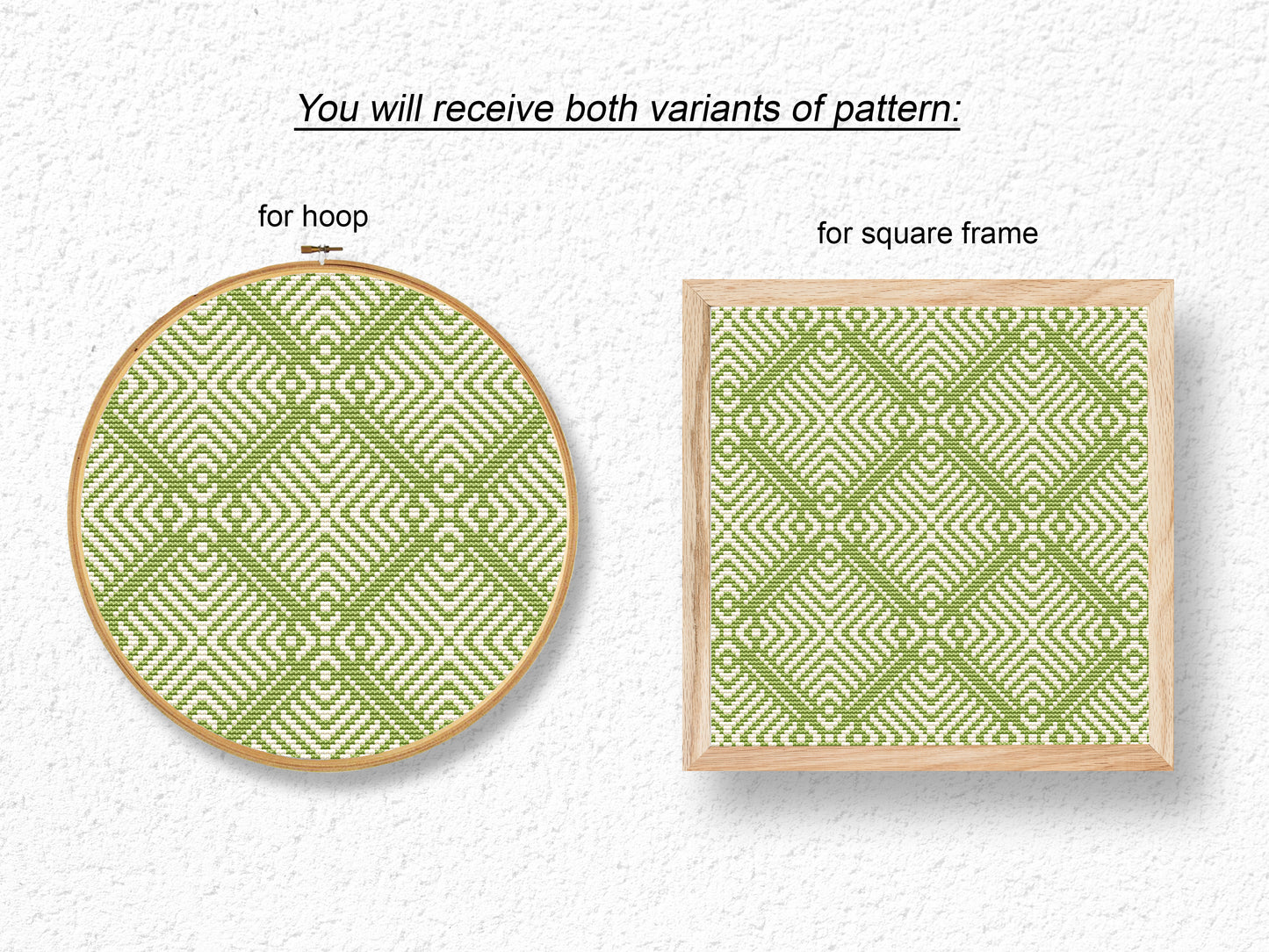 Modern geometric triangle cross stitch pattern in PDF format, digital download
