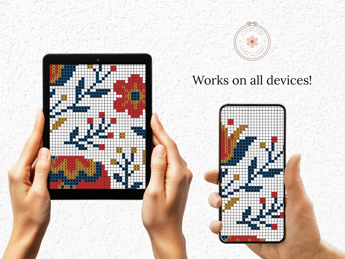 Nordic horse cross stitch pattern, Scandinavian folk embroidery design