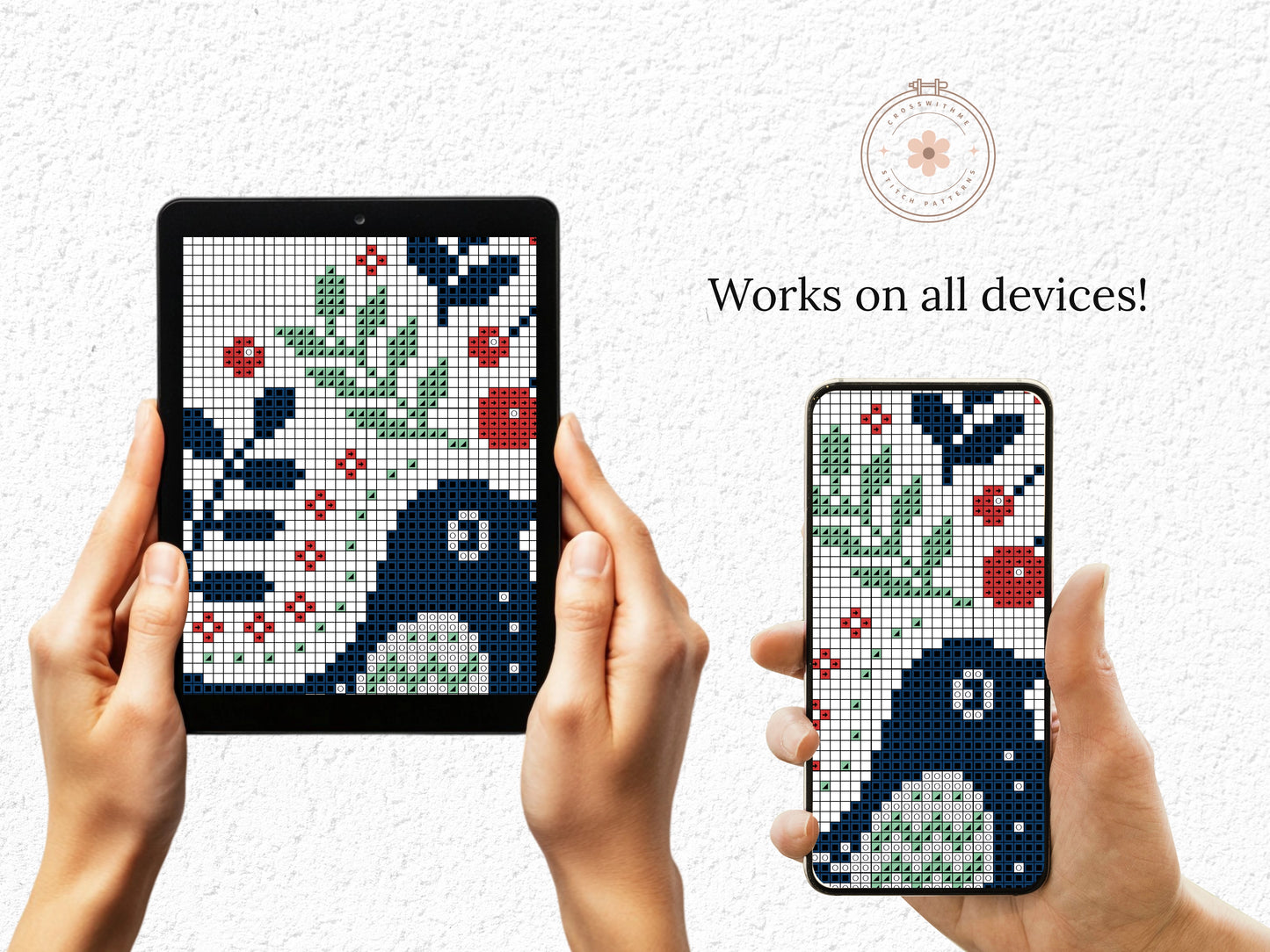 Nordic folk birds in ornaments cross stitch pattern, Scandinavian embroidery design
