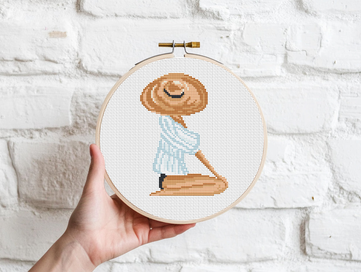 Woman Sitting on a Beach Cross Stitch Pattern – PDF Design