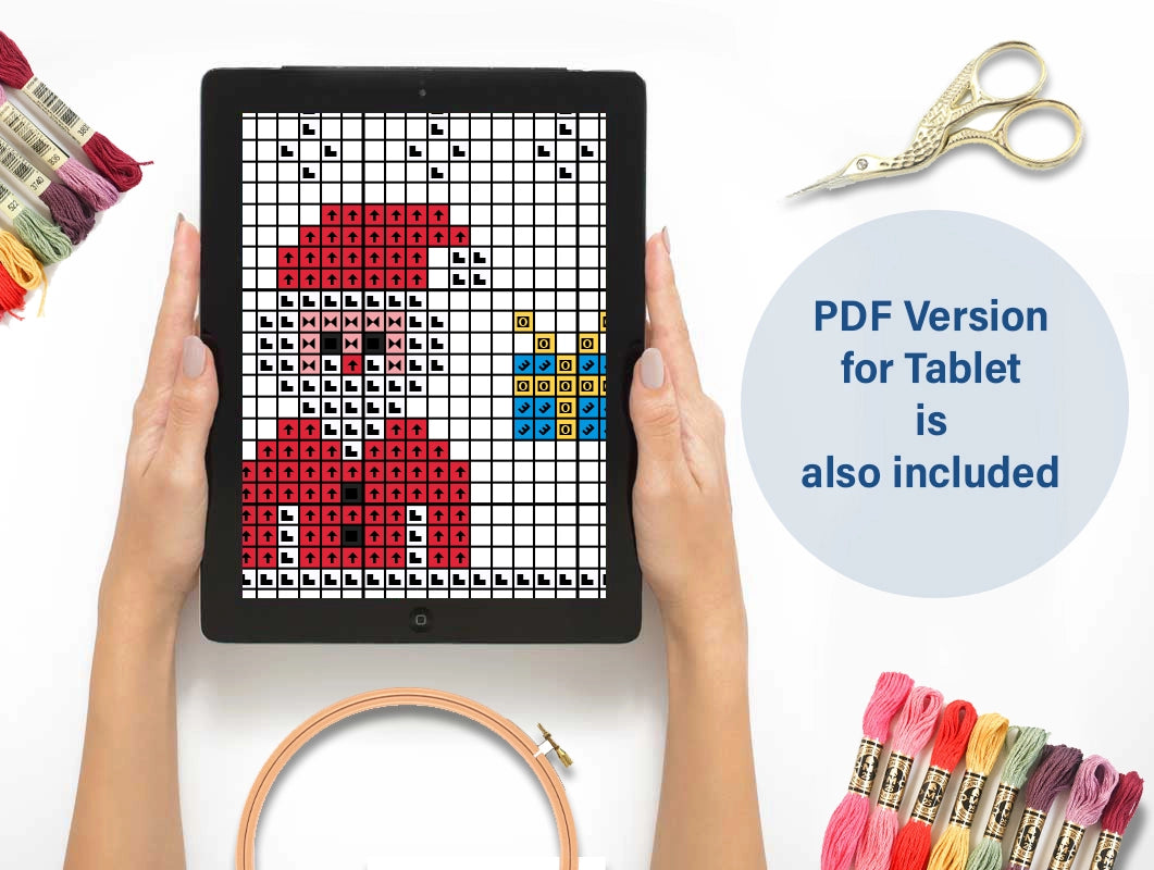 Christmas ornaments cross stitch pattern, festive holiday embroidery design