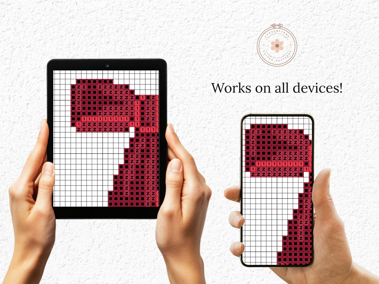 Red bow cross stitch pattern PDF – cute minimalist embroidery design for girl’s room or holiday decor